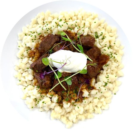 Baraní perkelt s domácimi maslovými haluškami