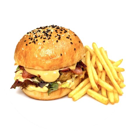 Domáci hovädzí Burger, hranolky